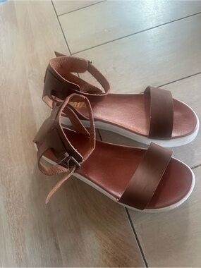 MIA Brown Ankle-Strap Sandals with White Sole